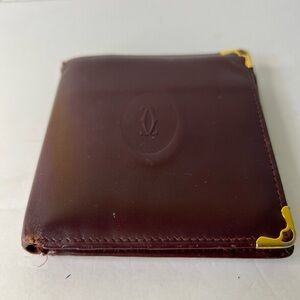 Vintage Cartier‎ must leather bifold compact wallet Bordeaux